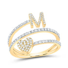 10K Yellow Gold Diamond Gift Initial "M" Heart Women's Ring 3/8 Cttw - Splendid Jewellery