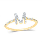 10K Yellow Gold Diamond Gift Initial "M" Ring 1/5 Cttw - Splendid Jewellery