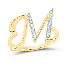 Load image into Gallery viewer, 10K Yellow Gold Diamond Gift Initial "M" Women's Ring 1/10 Cttw - Splendid Jewellery