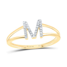 Load image into Gallery viewer, 10K Yellow Gold Diamond Gift Initial "M" Women's Ring 1/12 Cttw - Splendid Jewellery