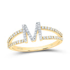 10K Yellow Gold Diamond Gift Initial "M" Women's Ring 1/4 Cttw - Splendid Jewellery