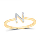 10K Yellow Gold Diamond Gift Initial "N" Ring 1/20 Cttw - Splendid Jewellery