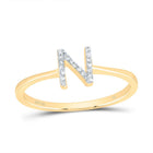 10K Yellow Gold Diamond Gift Initial "N" Ring 1/20 Cttw - Splendid Jewellery