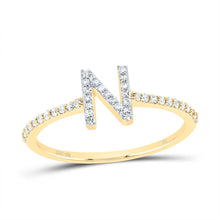 Load image into Gallery viewer, 10K Yellow Gold Diamond Gift Initial "N" Ring 1/6 Cttw - Splendid Jewellery