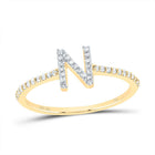 10K Yellow Gold Diamond Gift Initial "N" Ring 1/6 Cttw - Splendid Jewellery