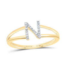 Load image into Gallery viewer, 10K Yellow Gold Diamond Gift Initial "N" Women's Ring 1/20 Cttw - Splendid Jewellery