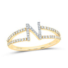 10K Yellow Gold Diamond Gift Initial "N" Women's Ring 1/4 Cttw - Splendid Jewellery