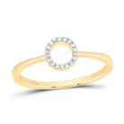 10K Yellow Gold Diamond Gift Initial "O" Ring 1/20 Cttw - Splendid Jewellery