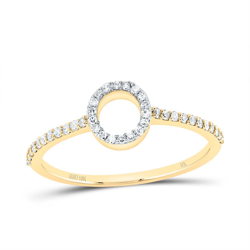 10K Yellow Gold Diamond Gift Initial "O" Ring 1/6 Cttw - Splendid Jewellery