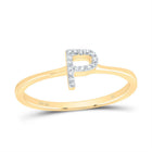 10K Yellow Gold Diamond Gift Initial "P" Ring 1/20 Cttw - Splendid Jewellery