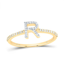 Load image into Gallery viewer, 10K Yellow Gold Diamond Gift Initial "R" Ring 1/5 Cttw - Splendid Jewellery