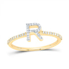 10K Yellow Gold Diamond Gift Initial "R" Ring 1/5 Cttw - Splendid Jewellery