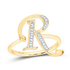 10K Yellow Gold Diamond Gift Initial "R" Women's Ring 1/10 Cttw - Splendid Jewellery