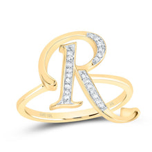 Load image into Gallery viewer, 10K Yellow Gold Diamond Gift Initial "R" Women's Ring 1/10 Cttw - Splendid Jewellery