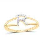 10K Yellow Gold Diamond Gift Initial "R" Women's Ring 1/20 Cttw - Splendid Jewellery