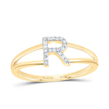 Load image into Gallery viewer, 10K Yellow Gold Diamond Gift Initial "R" Women's Ring 1/20 Cttw - Splendid Jewellery