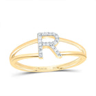 10K Yellow Gold Diamond Gift Initial "R" Women's Ring 1/20 Cttw - Splendid Jewellery