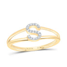 10K Yellow Gold Diamond Gift Initial "S" Women's Ring 1/20 Cttw - Splendid Jewellery