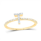 10K Yellow Gold Diamond Gift Initial "T" Ring 1/6 Cttw - Splendid Jewellery