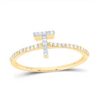 10K Yellow Gold Diamond Gift Initial "T" Ring 1/6 Cttw - Splendid Jewellery