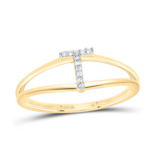 Load image into Gallery viewer, 10K Yellow Gold Diamond Gift Initial "T" Women's Ring 0.03 Cttw - Splendid Jewellery