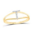 10K Yellow Gold Diamond Gift Initial "T" Women's Ring 0.03 Cttw - Splendid Jewellery