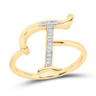 10K Yellow Gold Diamond Gift Initial "T" Women's Ring 1/20 Cttw - Splendid Jewellery