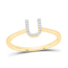 10K Yellow Gold Diamond Gift Initial "U" Ring 1/20 Cttw - Splendid Jewellery