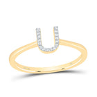 10K Yellow Gold Diamond Gift Initial "U" Ring 1/20 Cttw - Splendid Jewellery