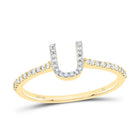 10K Yellow Gold Diamond Gift Initial "U" Ring 1/6 Cttw - Splendid Jewellery