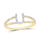 10K Yellow Gold Diamond Gift Initial "U" Women's Ring 1/4 Cttw - Splendid Jewellery
