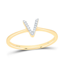 Load image into Gallery viewer, 10K Yellow Gold Diamond Gift Initial "V" Ring 1/20 Cttw - Splendid Jewellery