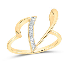 Load image into Gallery viewer, 10K Yellow Gold Diamond Gift Initial "V" Women's Ring 1/20 Cttw - Splendid Jewellery
