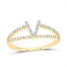 10K Yellow Gold Diamond Gift Initial "V" Women's Ring 1/4 Cttw - Splendid Jewellery