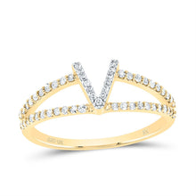 Load image into Gallery viewer, 10K Yellow Gold Diamond Gift Initial "V" Women's Ring 1/4 Cttw - Splendid Jewellery