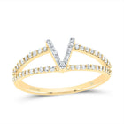 10K Yellow Gold Diamond Gift Initial "V" Women's Ring 1/4 Cttw - Splendid Jewellery