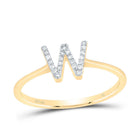 10K Yellow Gold Diamond Gift Initial "W" Ring 1/12 Cttw - Splendid Jewellery