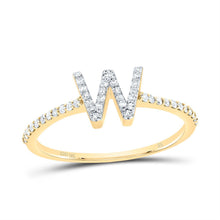 Load image into Gallery viewer, 10K Yellow Gold Diamond Gift Initial "W" Ring 1/5 Cttw - Splendid Jewellery