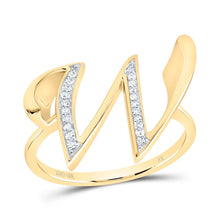 Load image into Gallery viewer, 10K Yellow Gold Diamond Gift Initial "W" Women's Ring 1/12 Cttw - Splendid Jewellery
