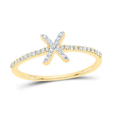 Load image into Gallery viewer, 10K Yellow Gold Diamond Gift Initial "X" Ring 1/6 Cttw - Splendid Jewellery