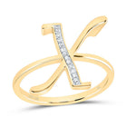 10K Yellow Gold Diamond Gift Initial "X" Women's Ring 1/20 Cttw - Splendid Jewellery
