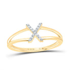 10K Yellow Gold Diamond Gift Initial "X" Women's Ring 1/20 Cttw - Splendid Jewellery