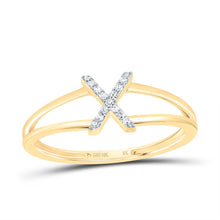 Load image into Gallery viewer, 10K Yellow Gold Diamond Gift Initial "X" Women's Ring 1/20 Cttw - Splendid Jewellery