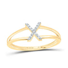 10K Yellow Gold Diamond Gift Initial "X" Women's Ring 1/20 Cttw - Splendid Jewellery