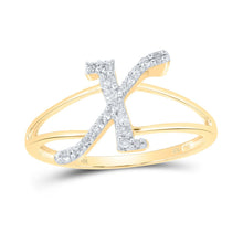 Load image into Gallery viewer, 10K Yellow Gold Diamond Gift Initial "X" Women's Ring 1/6 Cttw - Splendid Jewellery