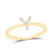 Load image into Gallery viewer, 10K Yellow Gold Diamond Gift Initial "Y" Ring 1/20 Cttw - Splendid Jewellery