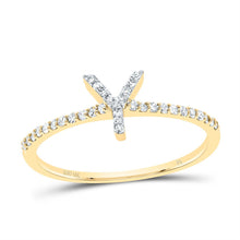 Load image into Gallery viewer, 10K Yellow Gold Diamond Gift Initial "Y" Ring 1/6 Cttw - Splendid Jewellery