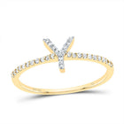 10K Yellow Gold Diamond Gift Initial "Y" Ring 1/6 Cttw - Splendid Jewellery