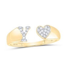 Load image into Gallery viewer, 10K Yellow Gold Diamond Gift Initial "Y" Women's Heart Ring 1/10 Cttw - Splendid Jewellery