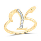 10K Yellow Gold Diamond Gift Initial "Y" Women's Ring 1/20 Cttw - Splendid Jewellery